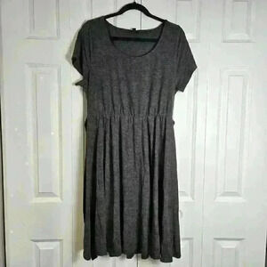 Torrid Dress Womens Size 2 (Large 12) Charcoal Gray Jersey Knit Tie Waist Casual
